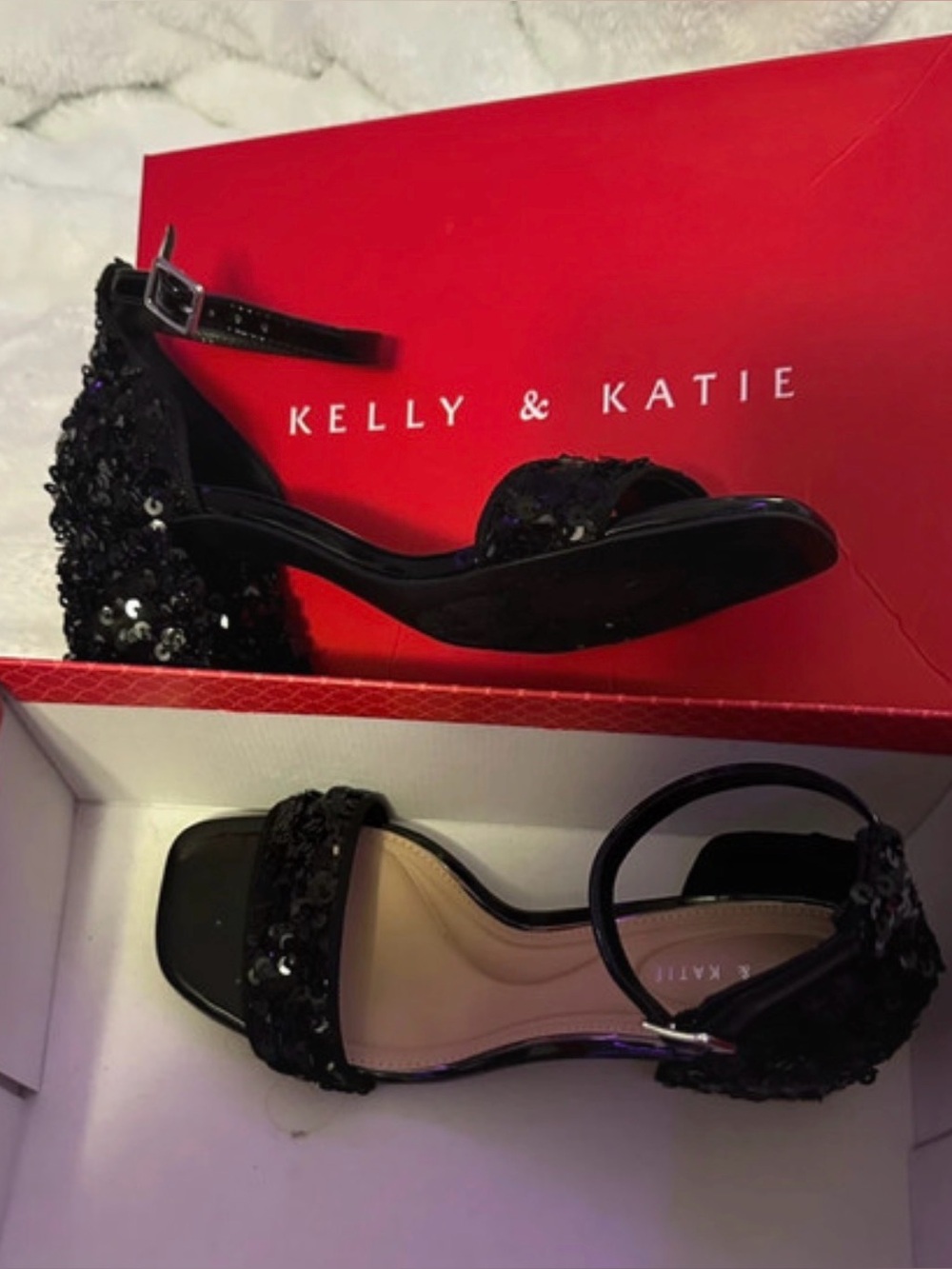 Kelly & Katie Black Sequin Heels